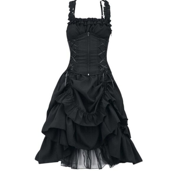 Halloween gothic witch steampunk black dress size XL - Picture 1 of 13